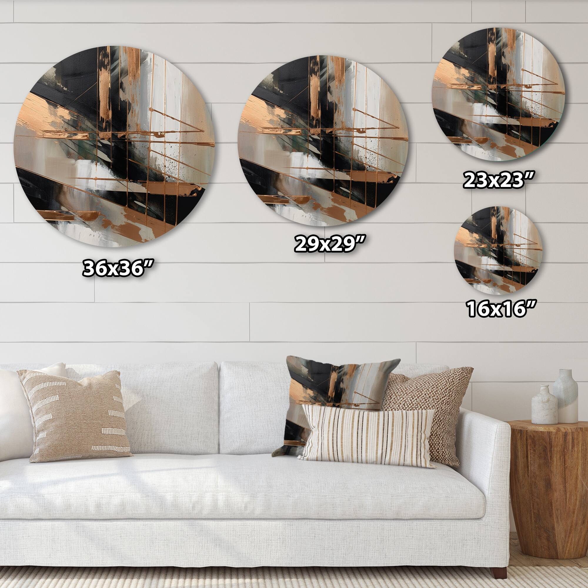 Designart "Brown And Black Beyond Boundaries III" Abstract Metal Round